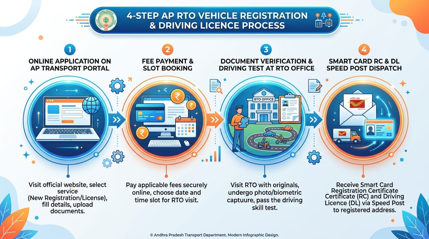 AP RTO 4-Step Vehicle Registration and Driving Licence Process